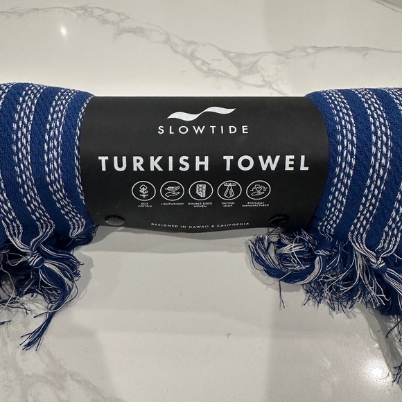 Slowtide Other - NEW Slowtide Turkish Beach Towel 38" x 73" - 100% Cotton Blue & White Stripe